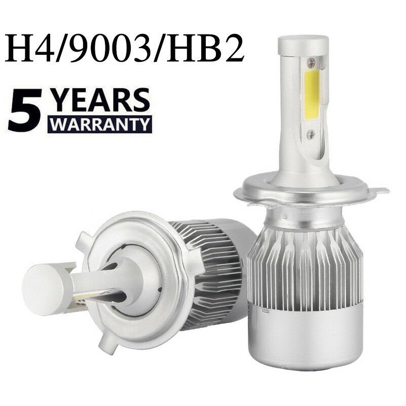 2 PCS COB H4 C6 10800LM 120W LED Car Headlight Kit Hi/Lo Turbo Light Bulbs 6000K