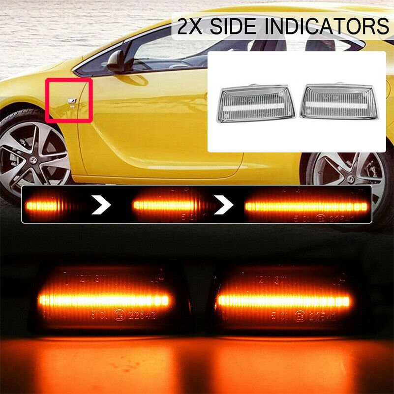 2x Clear Dynamic Side Marker Light Indicator For Adam Opel Corsa Insigina Meriua