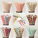25/50/100pcs Biodegradable Paper Drinking Straws Striped Birthday Party Wedding