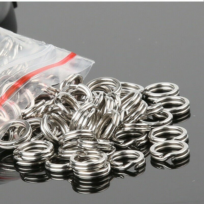 100PCS Fishing Split Rings Stainless Steel Fishing Gear Swivel Lure Connector