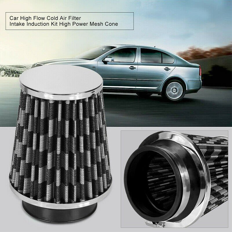 1x 3" 76mm Inlet Cold Air Intake Cone Replacement Dry Air Filter Carbon Pattern