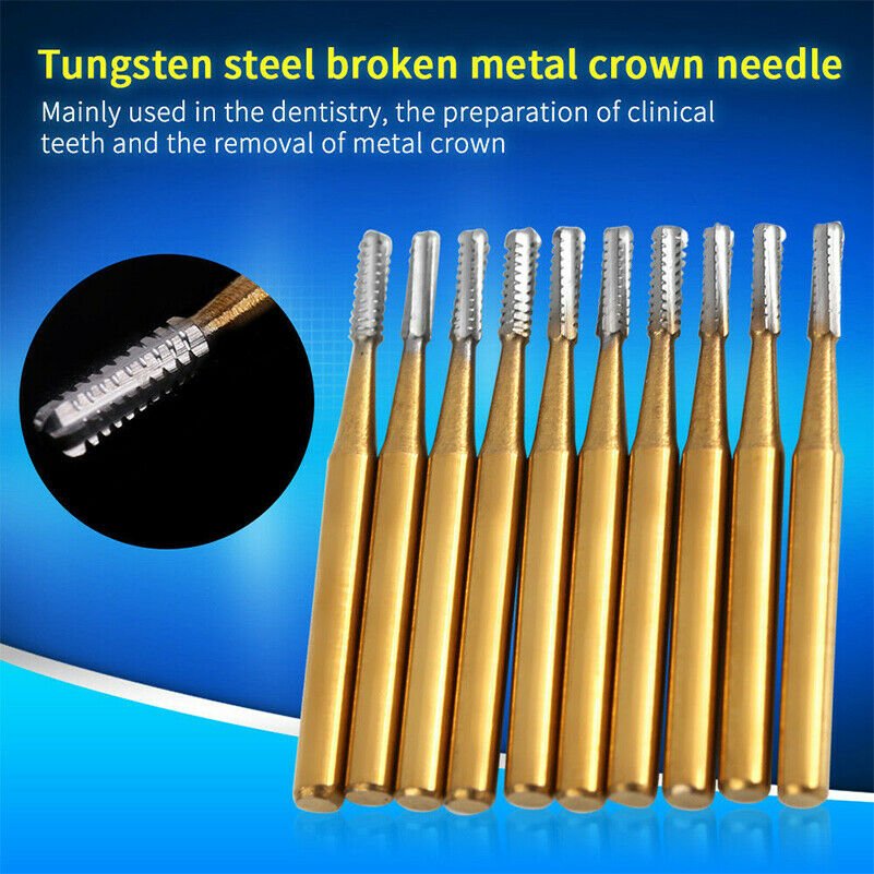 10pcs /set High Speed Dental Tungsten Steel Crown Metal Cutting Burs