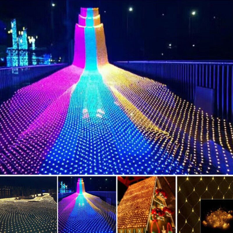 LED String Fairy Light Net Mesh Curtain Wedding Party Decor Outdoor Indoor Y