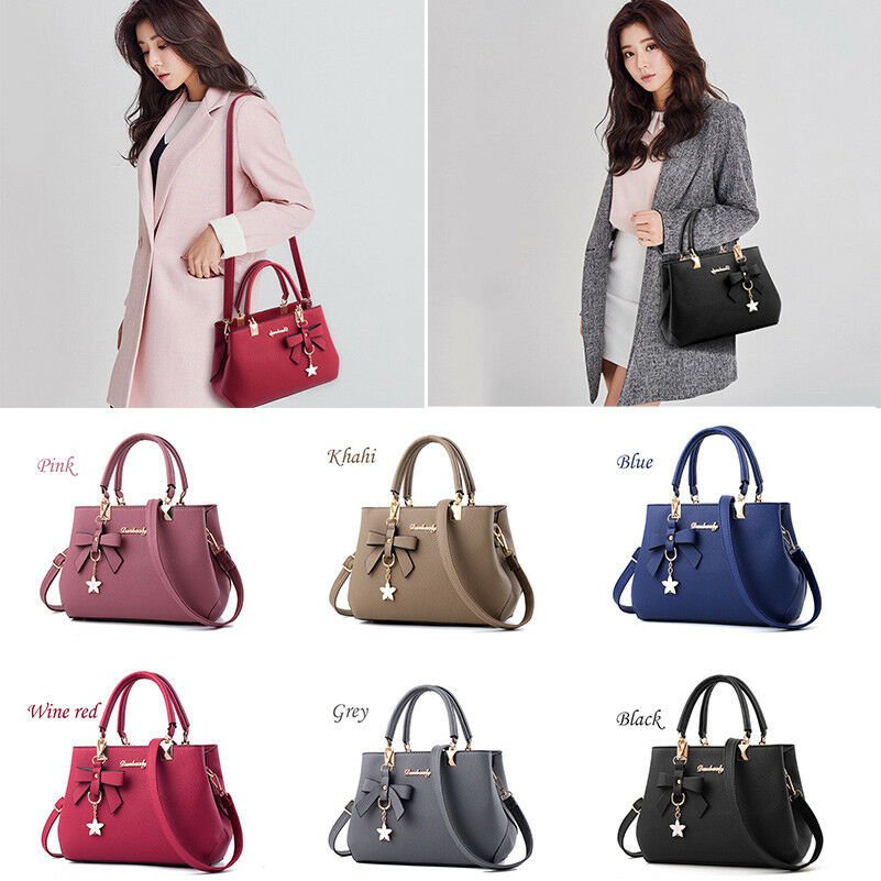 Women Handbag Bow Leather Briefcase Shoulder Bags Tote Ladies Messenger Satchel