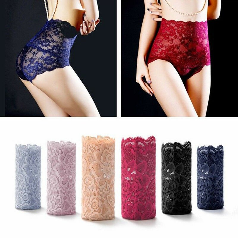 Women Seamless Lace High Waist Underwear Ladies Brief Knicker Panty Size M-3XL