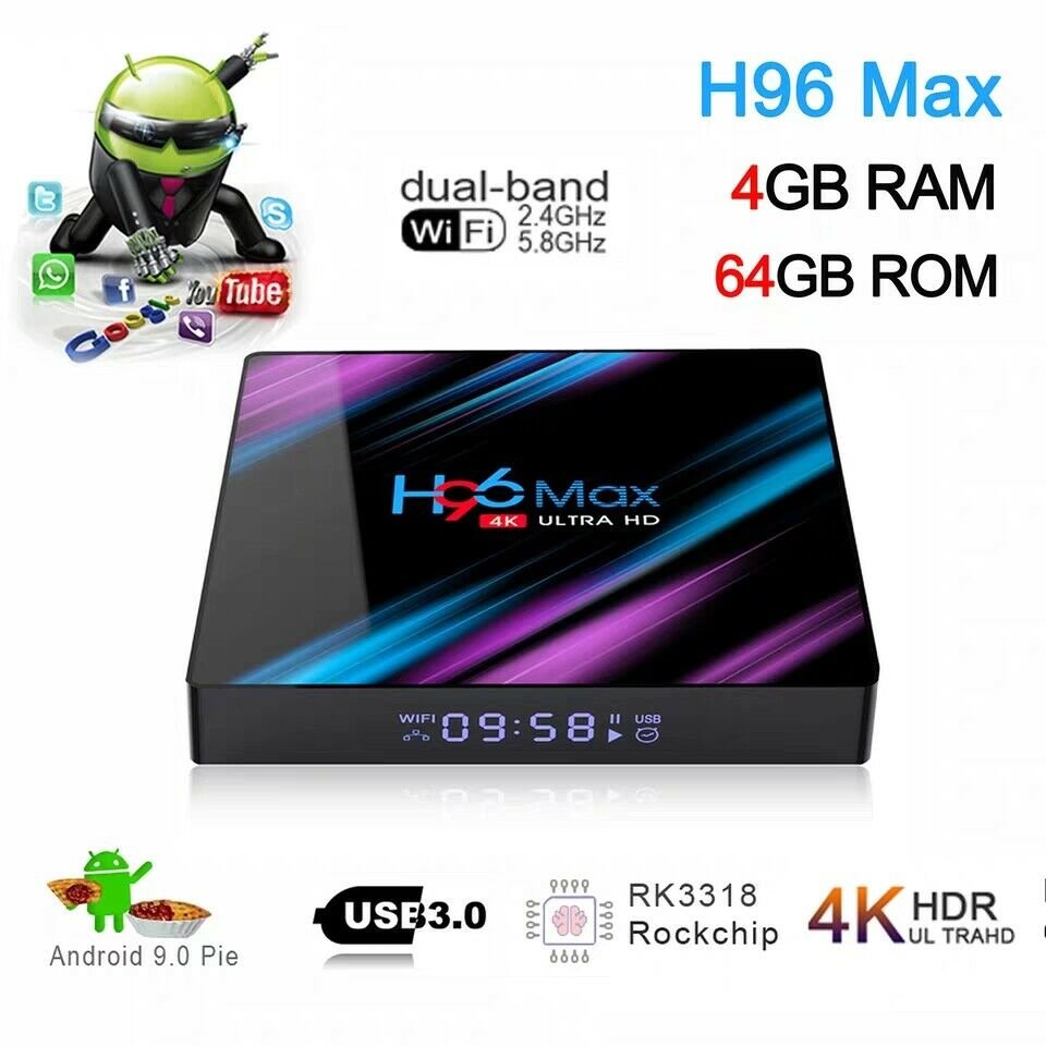 H96 MAX RK3318 Smart TV BOX Android 9.0 4GB 64GB Quad Core 1080p 4K LED screen Y