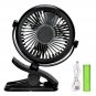 Black Portable Fan Rechargeable Battery Mini Oscillating Clip On Desk Stroller Y