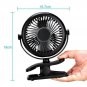 Black Portable Fan Rechargeable Battery Mini Oscillating Clip On Desk Stroller Y