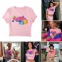 Womens Ladies Short Sleeve Crop Top T-Shirt Vest Round Neck Stretch Plain