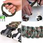 Paracord Survival Bracelet Compass Flint Fire Starter Scraper Whistle Gear Kit Y
