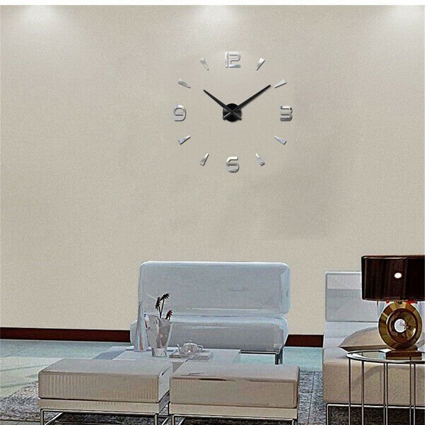 3D Large Wall Clock Big Watch Decal Stickers Roman Numerals DIY Wall Decor CHY