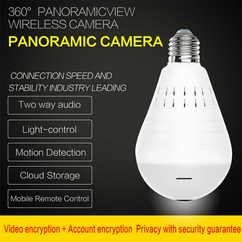E27 HD WiFi Wireless 360&Acirc;&deg; Panoramic Fisheye Camera Bulb Light SpyCamera CHY
