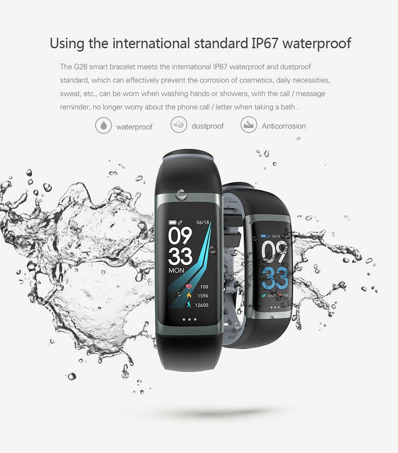 G26 Waterproof Heart Rate Smart Watch Sports Bracelet Wristband For Android iOS