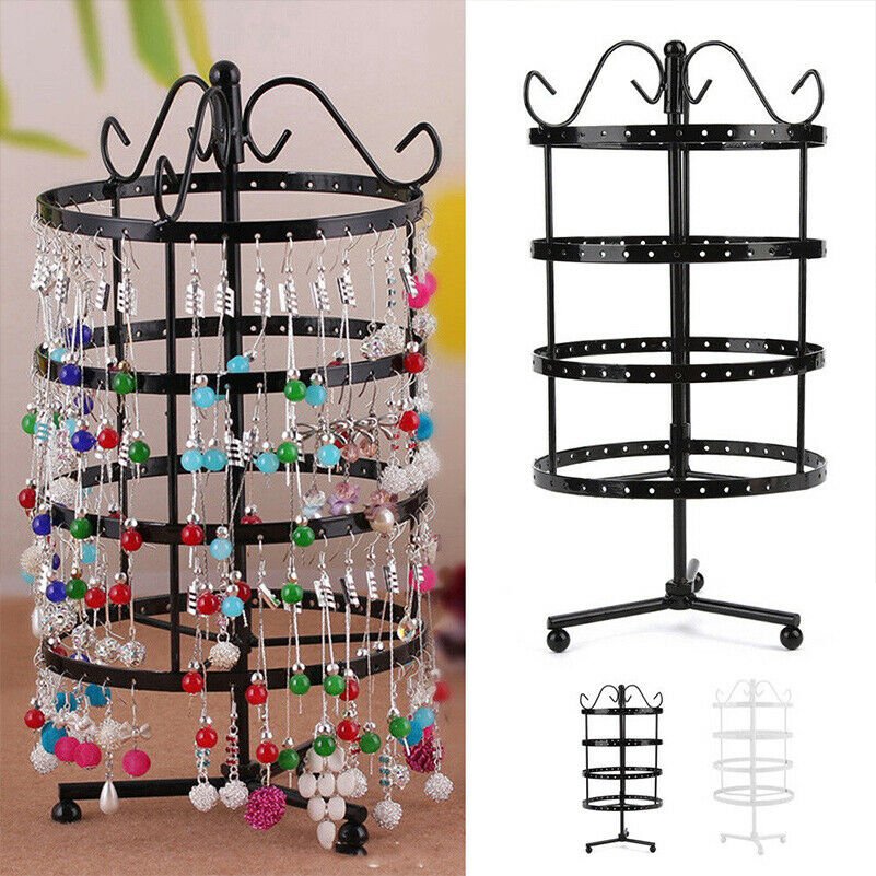 144 Holes Rotating Earring Ring Display Jewelry Rack Holder Metal Stand Hot CHY
