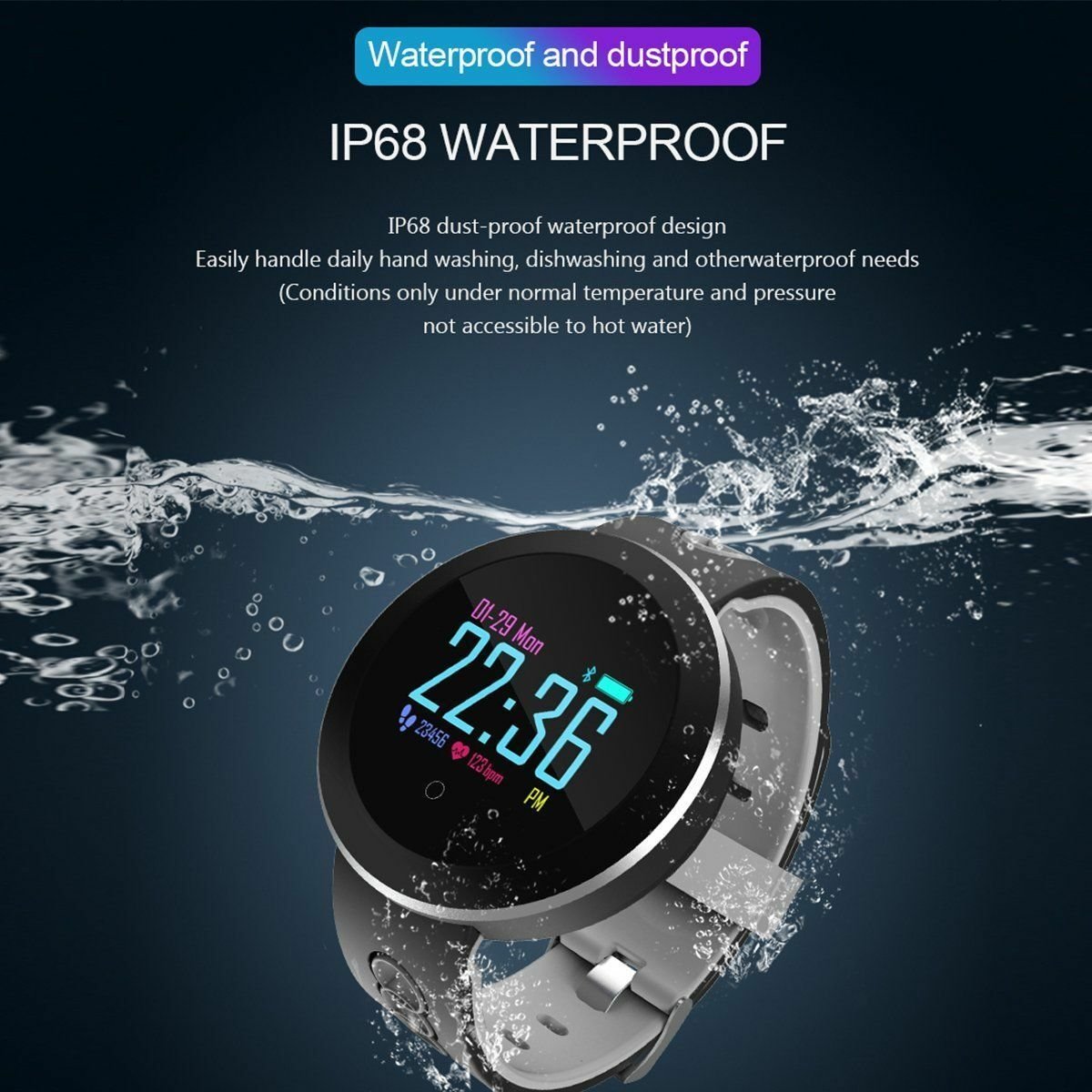 Fitness Smart Watch Heart Rate Blood Pressure/Oxygen Bracelet For IOS/Android