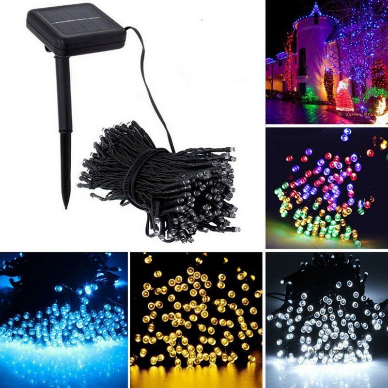 12M 100 LED Solar Power Fairy Light String Garden Lamp Party Xmas Decor Outdoor