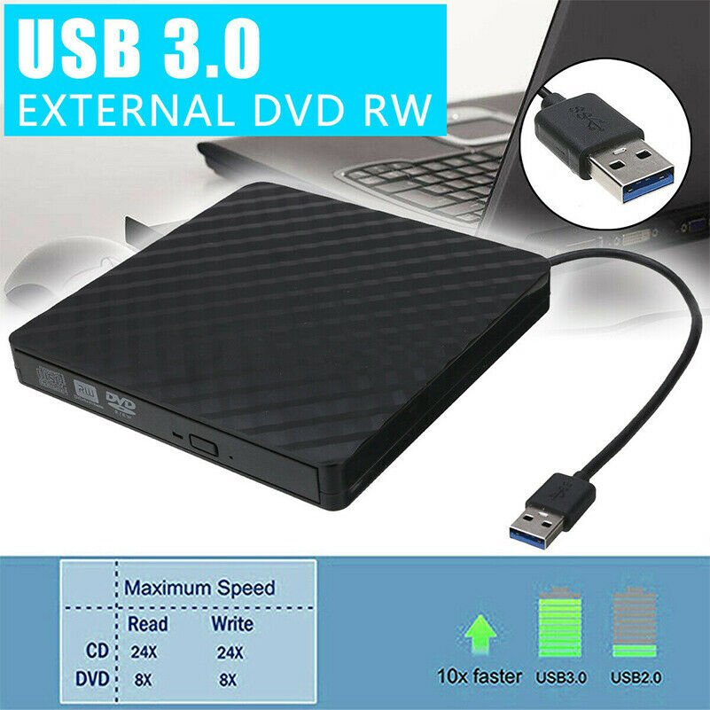 USB3.0 External CD DVD RW Writer Slim Drive Burner Reader Player For PC Laptop Y