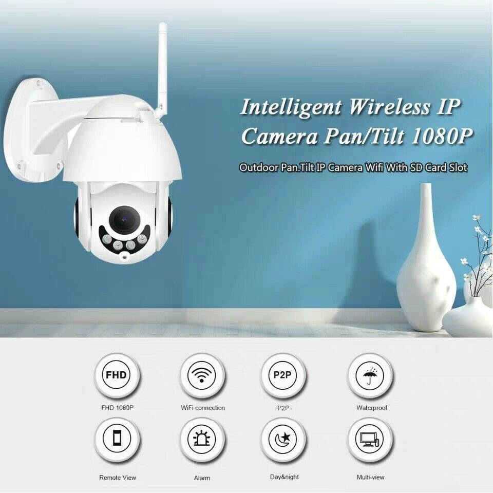 Outdoor Waterproof WiFi PTZ 5X Zoom 1080P HD IP IR Security Camera Night Vision