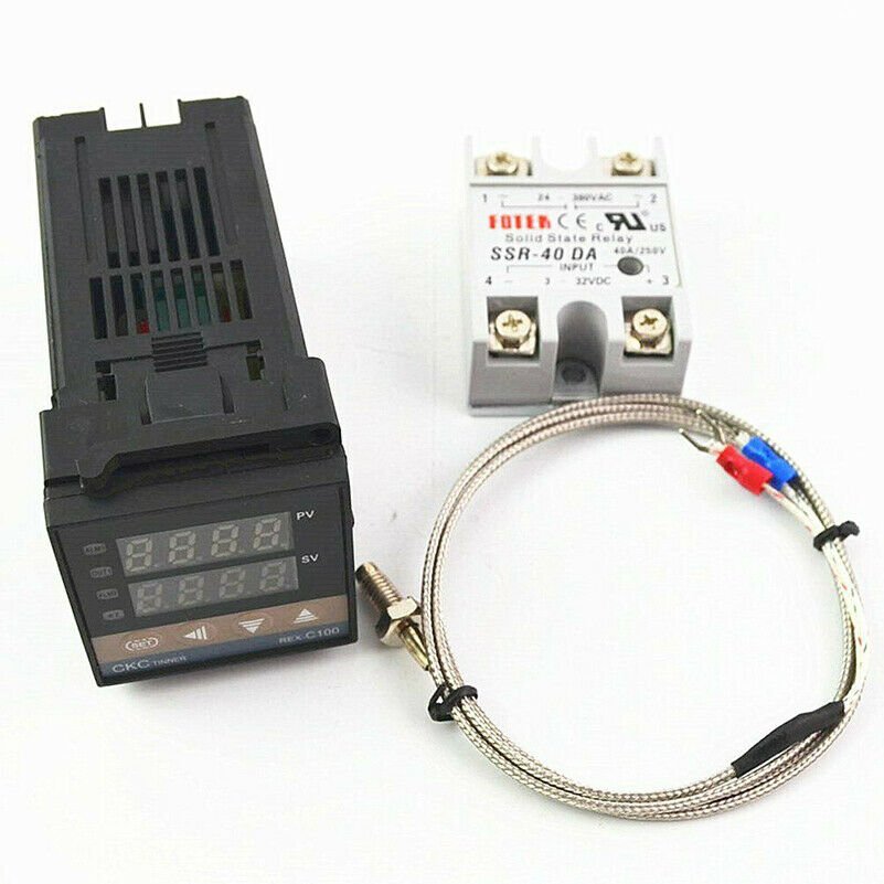 Digital PID REX-C100 Temperature Controller + 40A SSR + K Thermocouple 220V CY