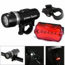 Waterproof 5 LED Lamp Bike Bicycle Front Head Light+Rear Safety Flashlight Set Y