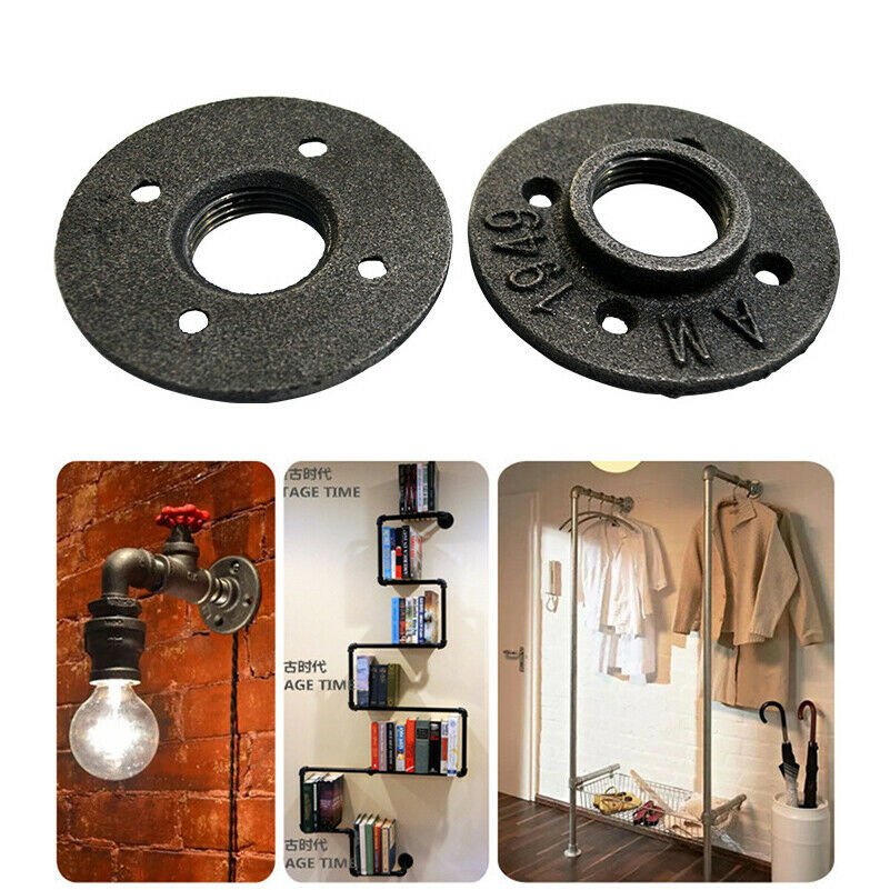 1pcs 1/2'' Flange Malleable Threaded Iron Pipe Fittings Floor Wall Mount 4 Holes