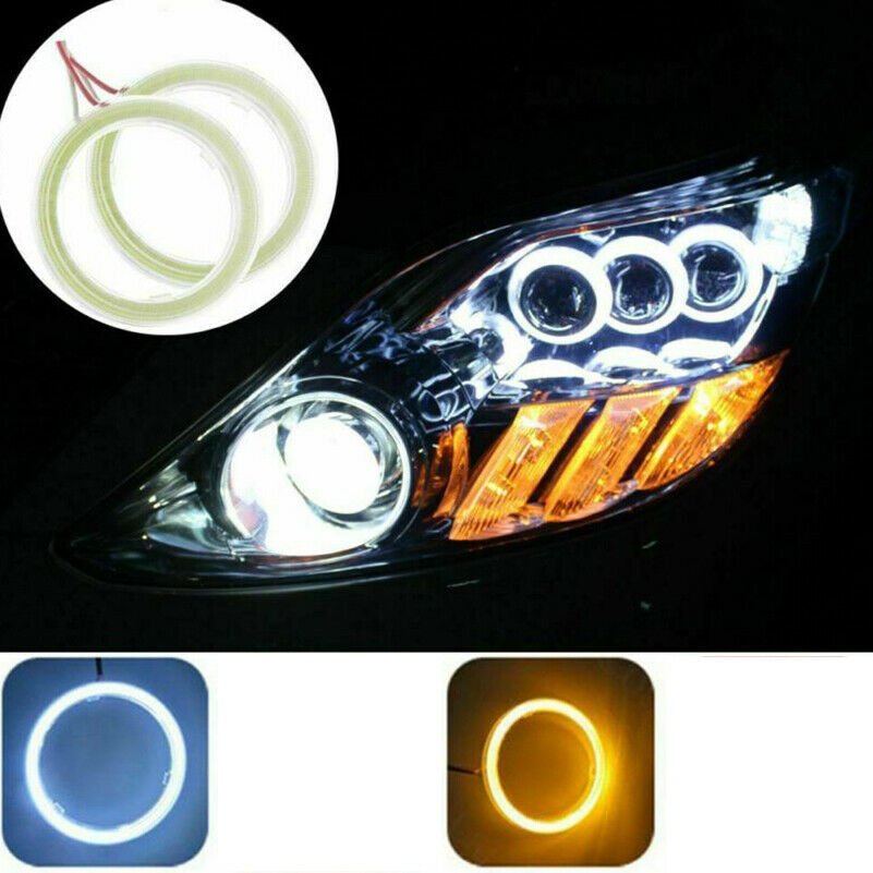 Pair Car Headlight LED Halo Rings Angel Eyes Light 120mm Yellow/White Replace