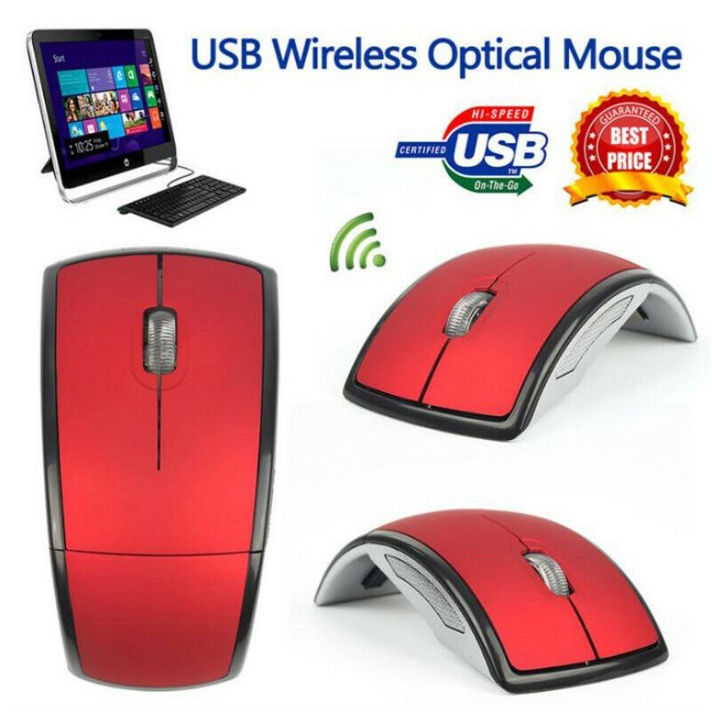 2.4GHz Foldable Arc Wireless Optical Mouse Mice + USB Receiver For PC Laptop CHY