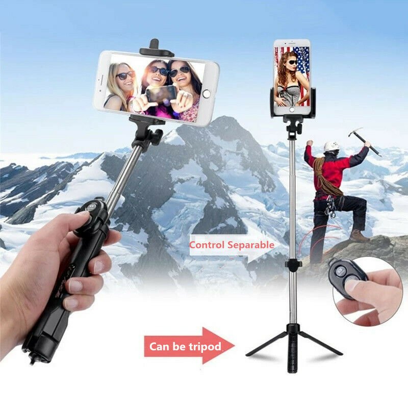 Extended Selfie Stick Tripod Wireless Remote Bluetooth Shutter For IOS Android Y