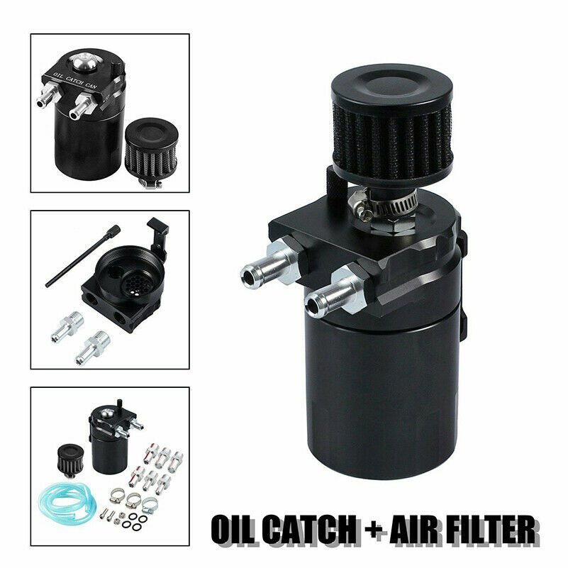Universal Cylinder Aluminum Engine Oil Catch Reservoir Breather Tank Can Filter