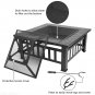 Outdoor 32" Metal Firepit Backyard Patio Garden Square Stove Fire Pit With Cover