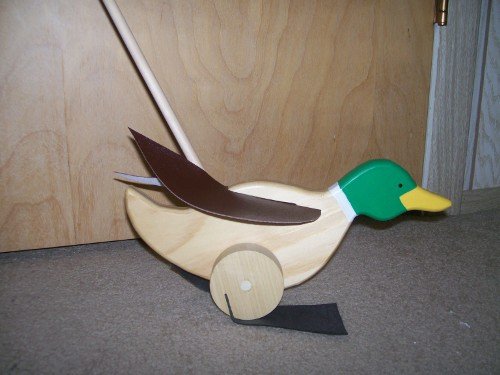 MALLARD DUCK, HANDMADE WOODEN PUSH TOY