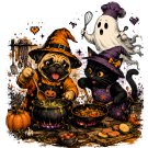 Spooky Halloween Kitchen – Pug & Black Cat Cooking with a Friendly Ghost-