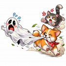 Funny Ghost Dog Cat Halloween Chase