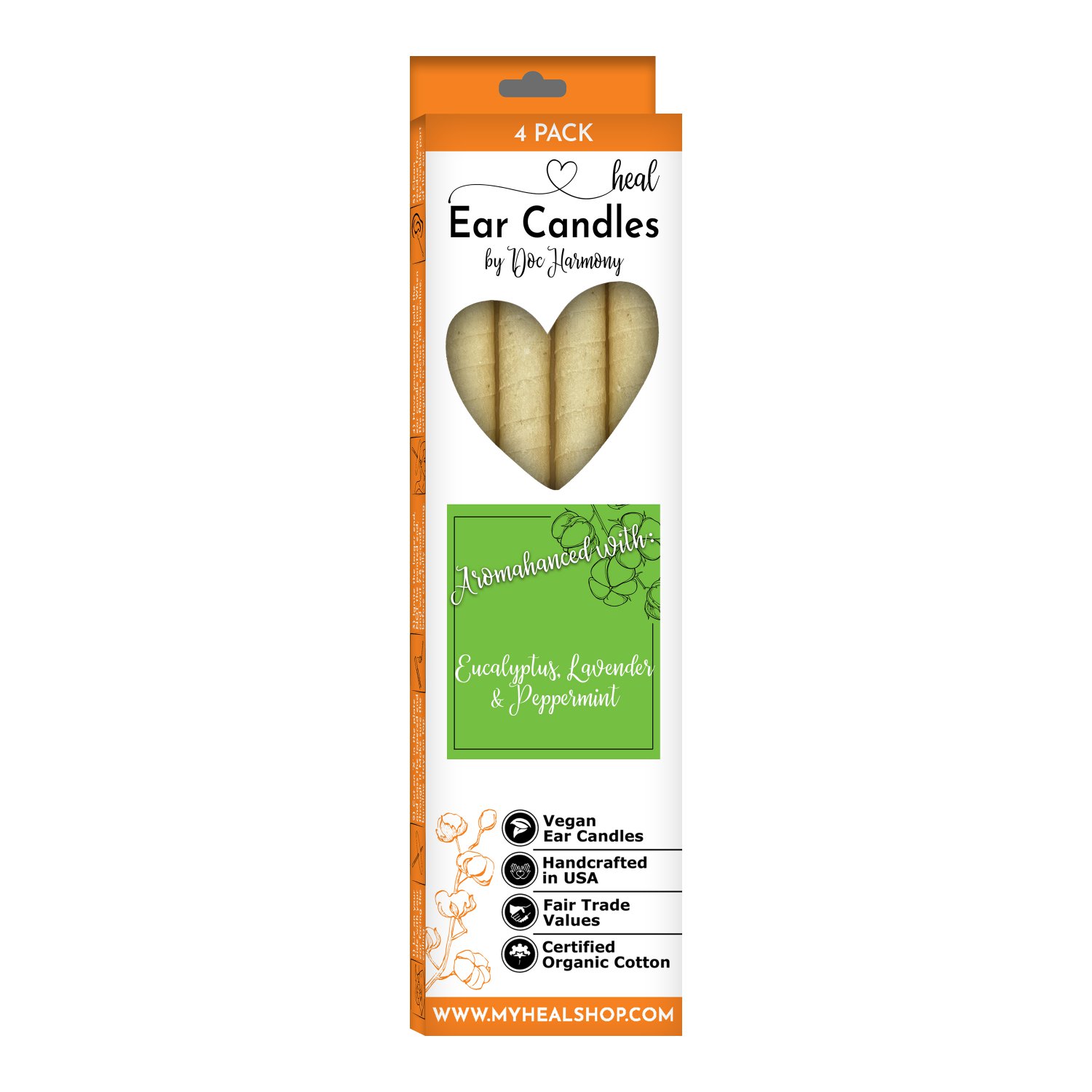 Eucalyptus, Lavender & Peppermint Ear Candles- 4 Pack