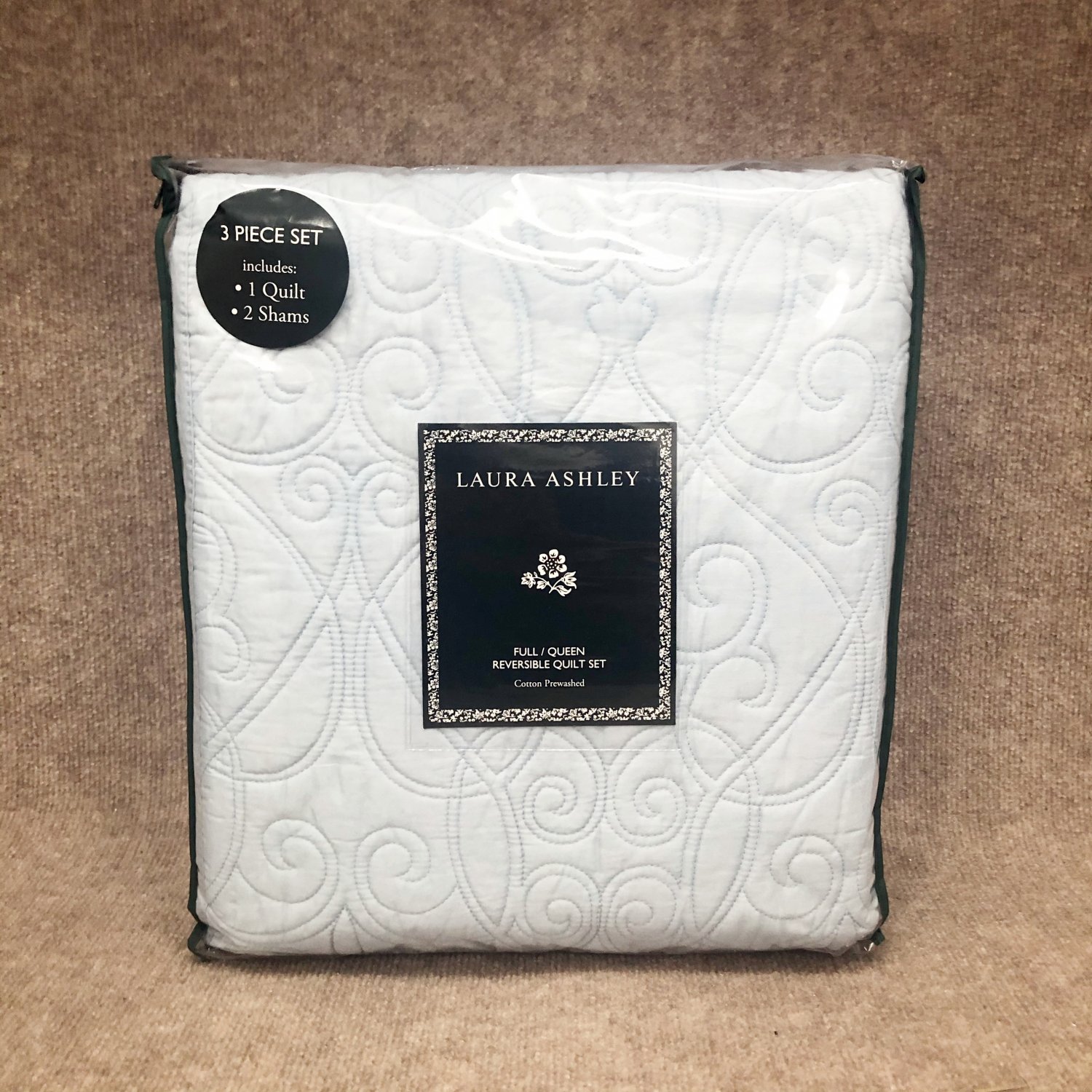 * NEW * Laura Ashley Felicity Quilt Set (Blue, Full/Queen) (Kayleigh & Co.)