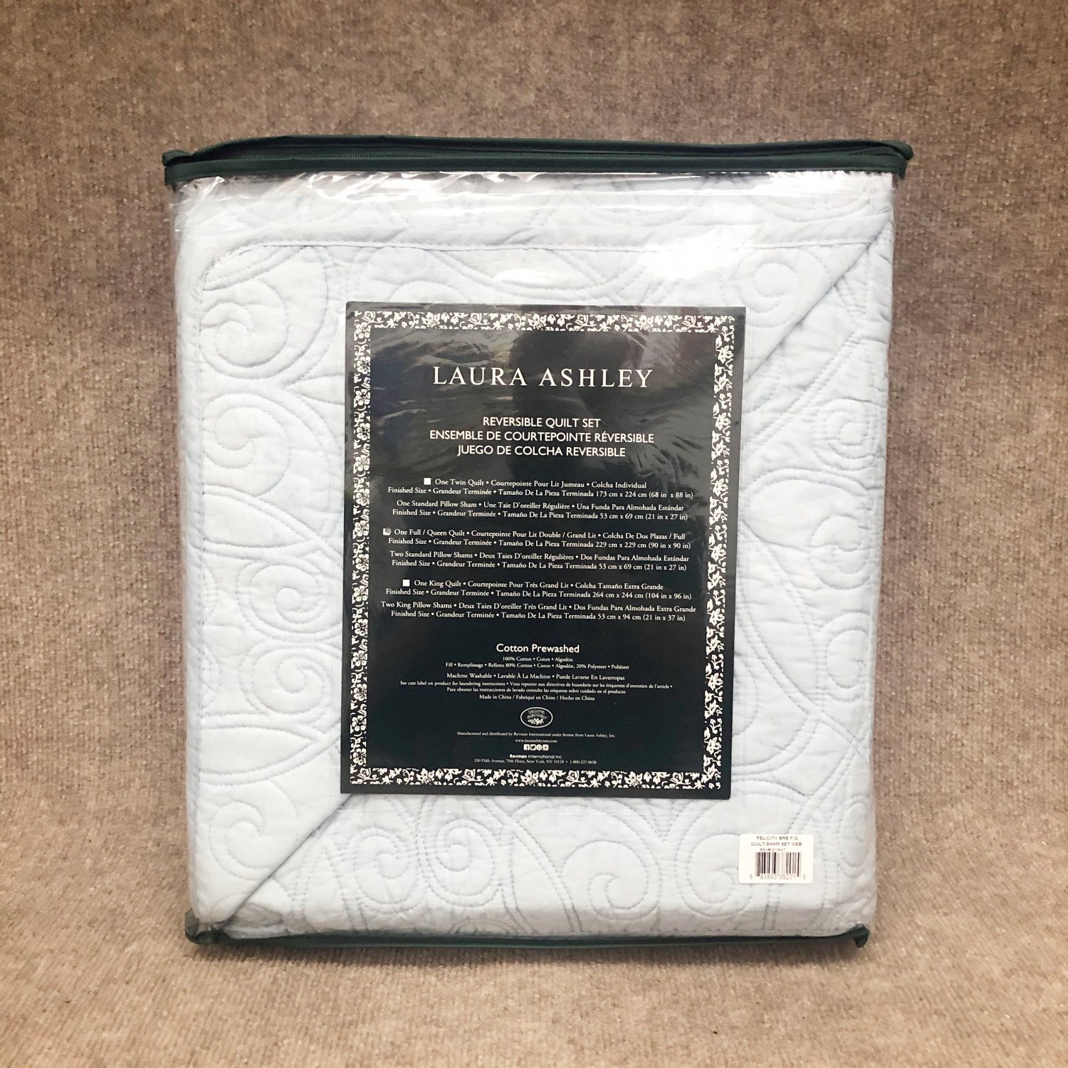 * NEW * Laura Ashley Felicity Quilt Set (Blue, Full/Queen) (Kayleigh & Co.)