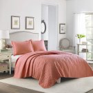* NEW * Laura Ashley Solid Quilt Set (Coral, Full/Queen) (Kayleigh & Co.)