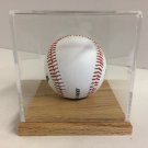 Single Acrylic Baseball display case with hardwood oak base