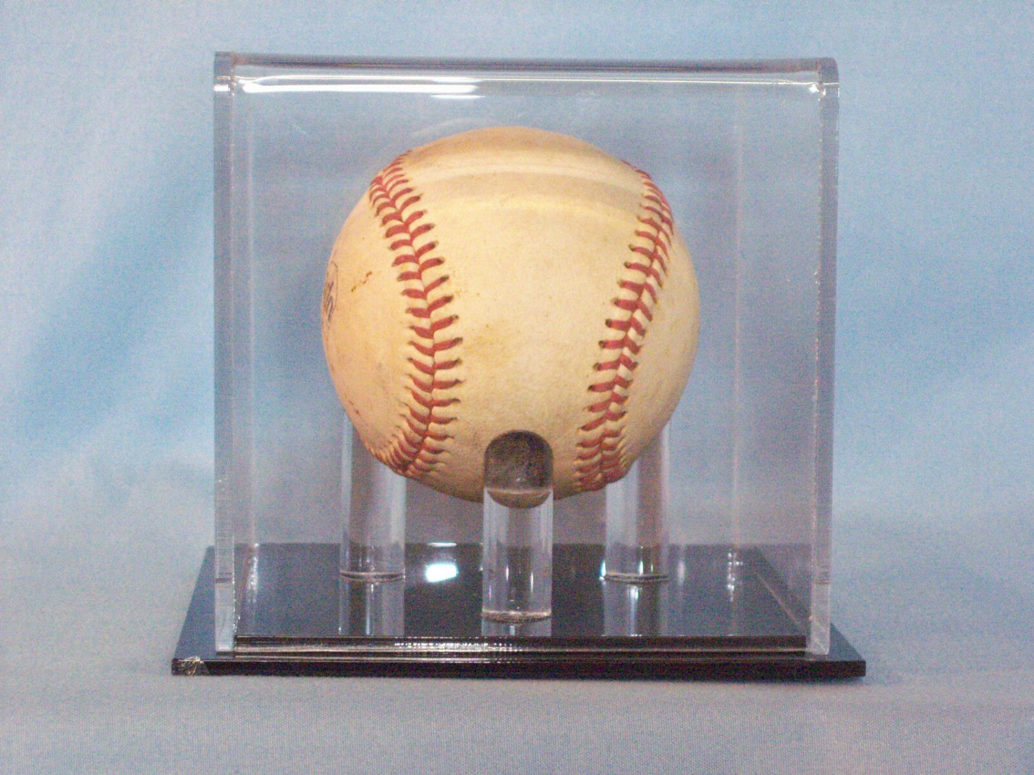 Single Acrylic Baseball display case. Black base w/ clear tees to hold baseball