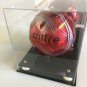Soccer ball MIRROR BACK display casw with gold risers 85% UV filtering acrylic
