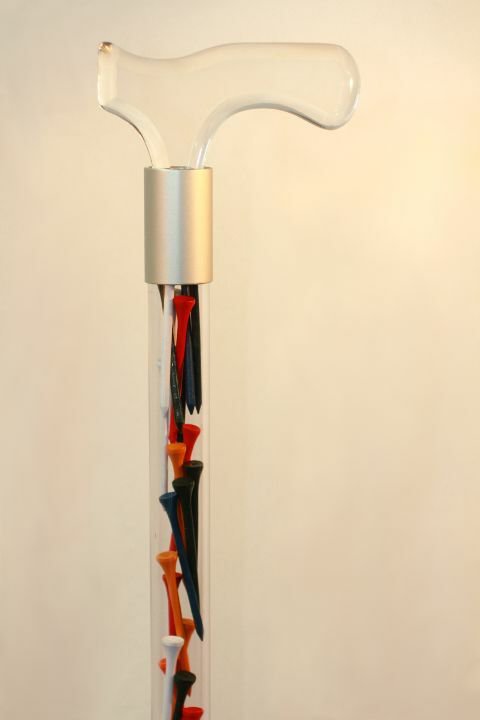 Walking cane acrylic golf tees lucite elegant designer changeable