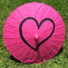 Fuchsia/ Hot Pink Heart Paper Parasol, Paper Umbrella