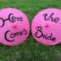 Fuchsia Here Comes the Bride Paper Parasol, Wedding Paper Umbrella