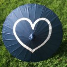 Navy Blue with White Heart Paper Parasol, Paper Umbrella