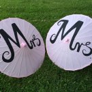 Pink Mr Mrs Paper Parasol for Wedding, Paper Umbrella