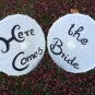 Here comes the Bride Paper Parasols, White Wedding Paper Umbrella