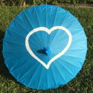 Blue with White Heart Paper Parasol for Wedding, Paper Umbrella