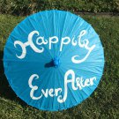 Blue Happily Ever After Paper Parasol, Paper Umbrella for Wedding