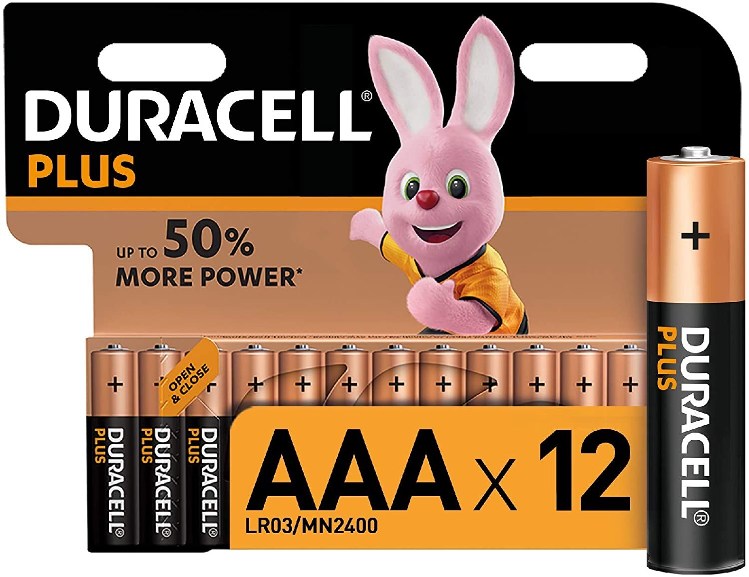 Duracell Plus AAA Alkaline Batteries [Pack of 12], 1.5 V LR03 MN2400