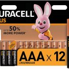 Duracell Plus AAA Alkaline Batteries [Pack of 12], 1.5 V LR03 MN2400